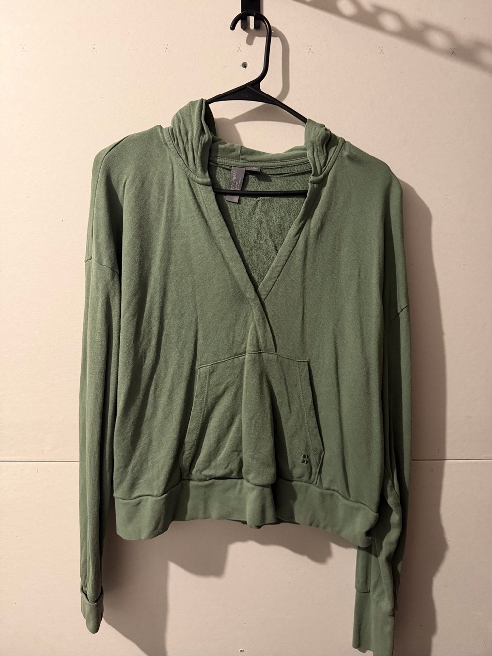 Sweaty Betty Olive V-Neck Hoodie Sweater